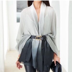 NEW Cushnie Oversized Carley Long Scarf Wrap Black Gray Cream Ombré New